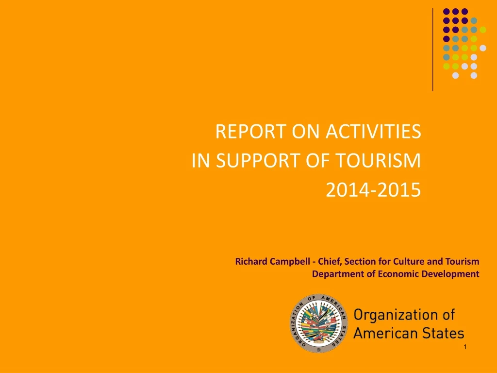 report on activities in support of tourism 2014 2015