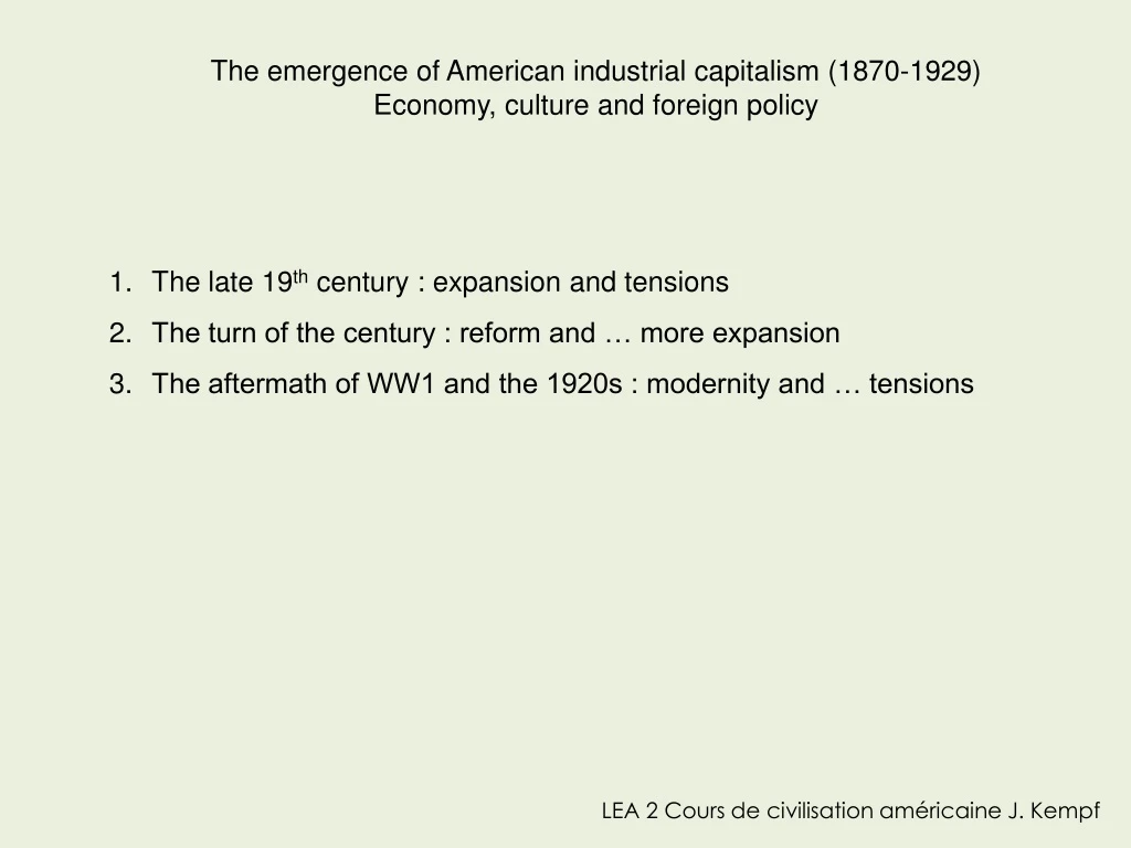 the emergence of american industrial capitalism