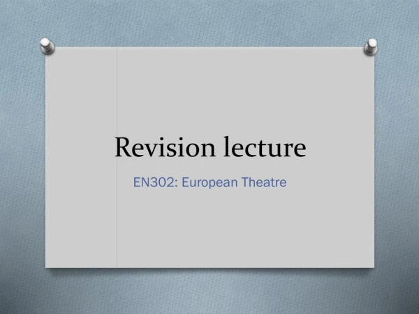 Revision lecture