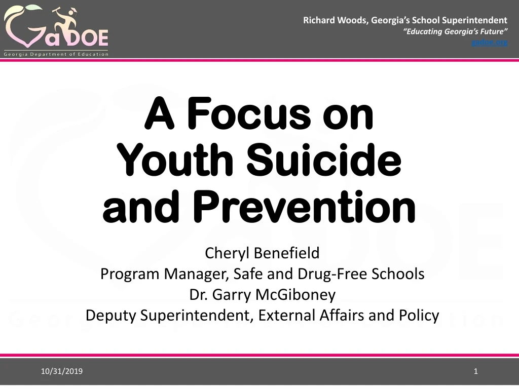 a focus on youth suicide and prevention