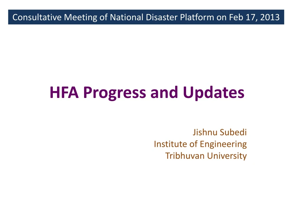 hfa progress and updates