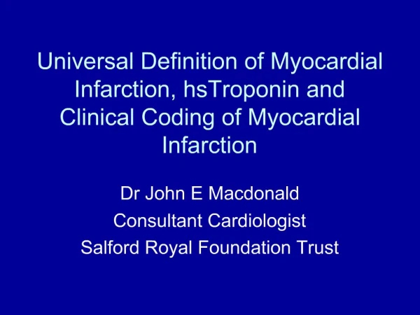 Universal Definition of Myocardial Infarction, hsTroponin and Clinical Coding of Myocardial Infarction