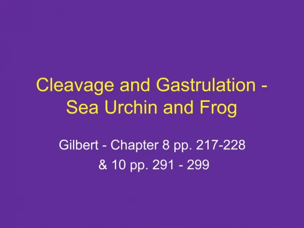 Cleavage and Gastrulation - Sea Urchin and Frog