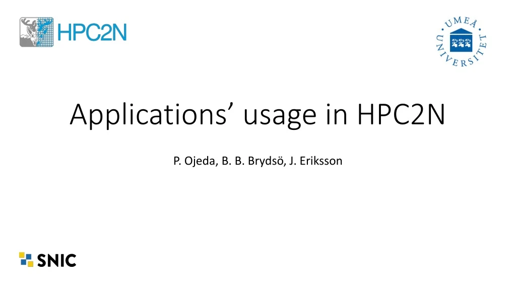 applications usage in hpc2n