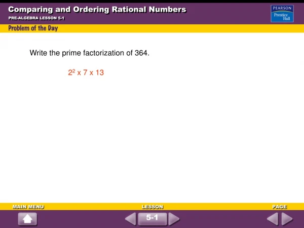 Comparing and Ordering Rational Numbers