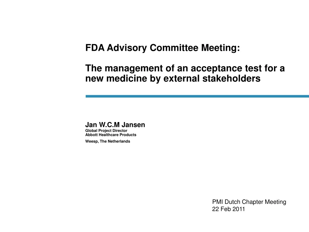 fda advisory committee meeting the management