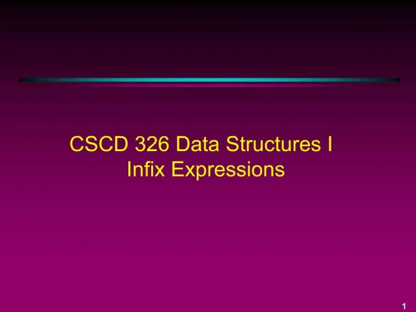 CSCD 326 Data Structures I Infix Expressions