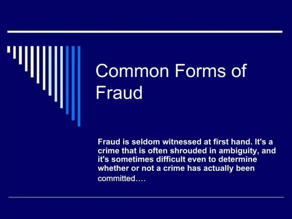 Common Forms of Fraud