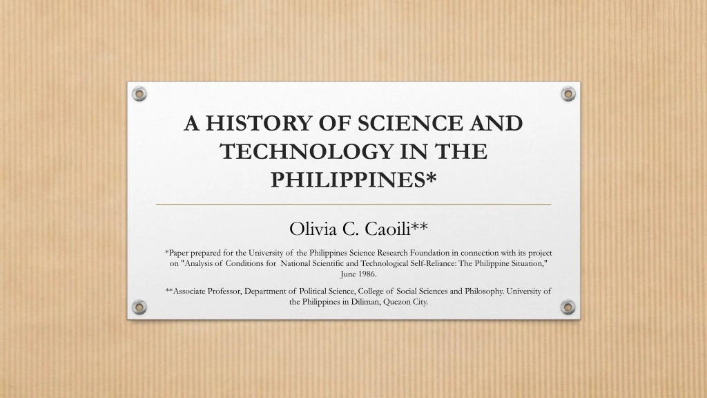 a history of science and technology in the philippines