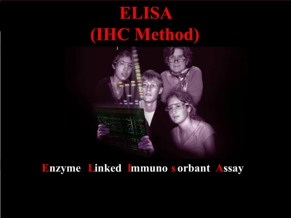 ELISA Enzyme-Linked Immunosorbant Assay
