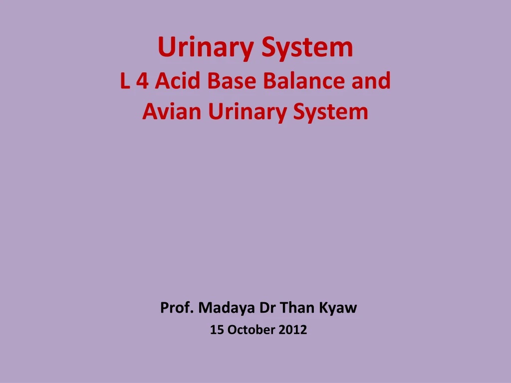 urinary system l 4 acid base balance and avian urinary system
