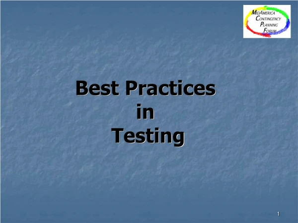 Best Practices in Testing