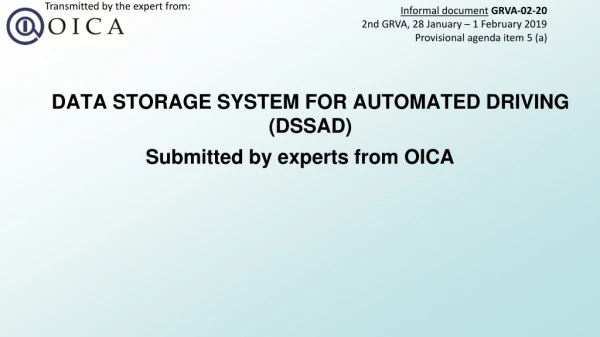 DATA STORAGE SYSTEM FOR AUTOMATED DRIVING (DSSAD)