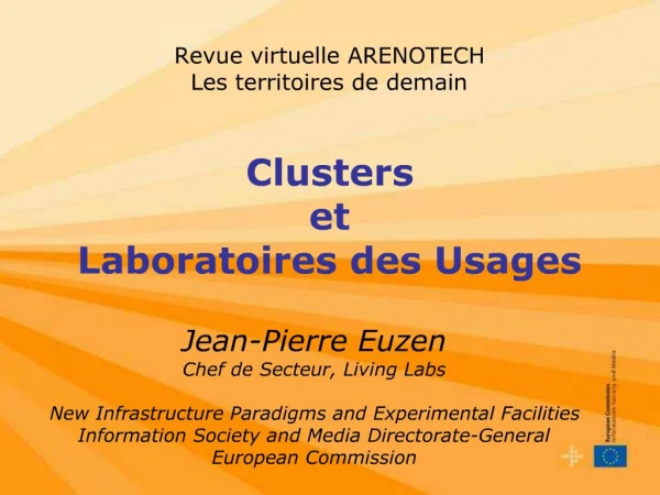 Revue virtuelle ARENOTECH Les territoires de demain Clusters et Laboratoires des Usages
