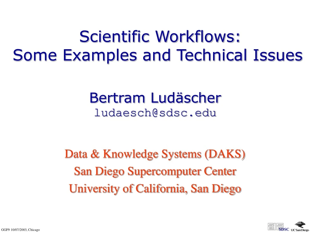 scientific workflows some examples and technical issues