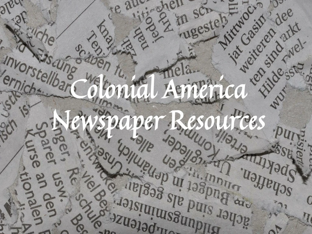 colonial america newspaper resources