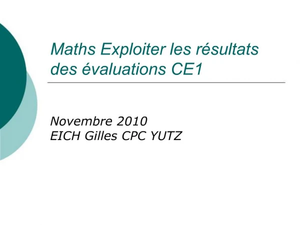 Maths Exploiter les r sultats des valuations CE1