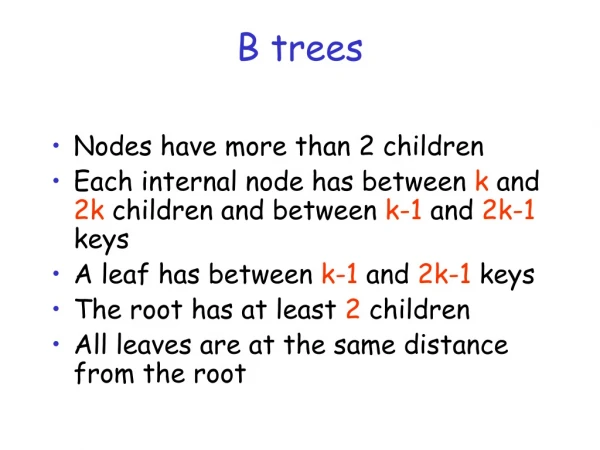 B trees
