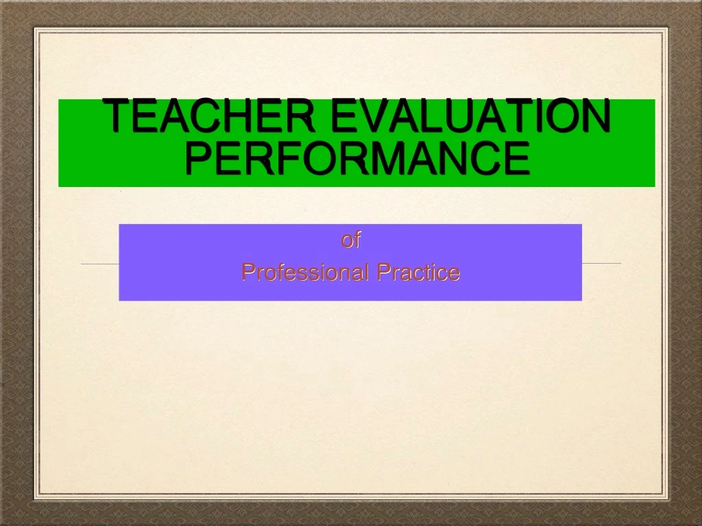 teacher evaluation performance