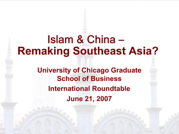 Islam China Remaking Southeast Asia