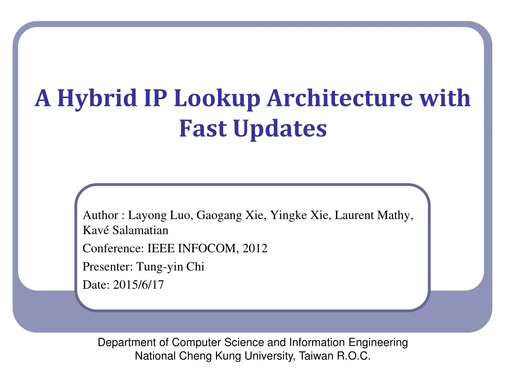 a hybrid ip lookup architecture with fast updates