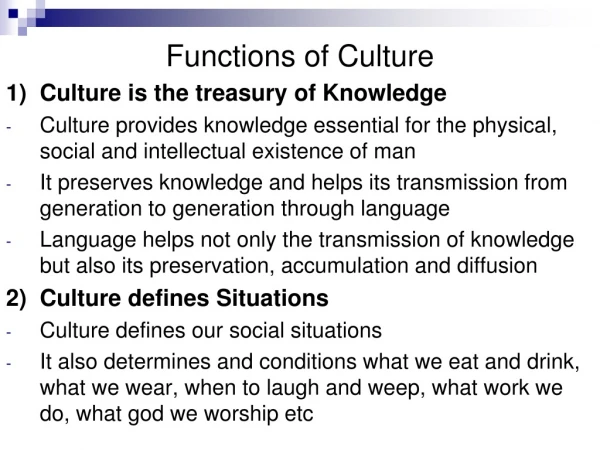 Functions of Culture