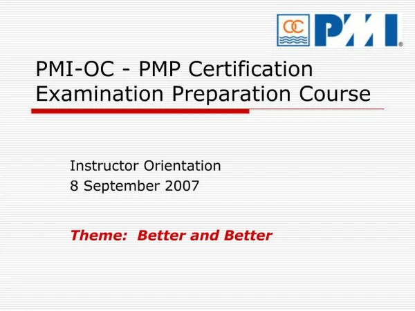 PMI-OC - PMP Certification Examination Preparation Course