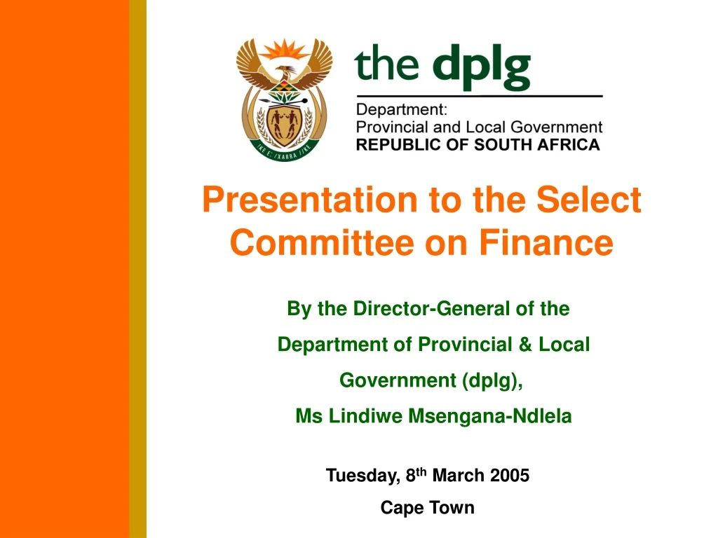 presentation to the select committee on finance