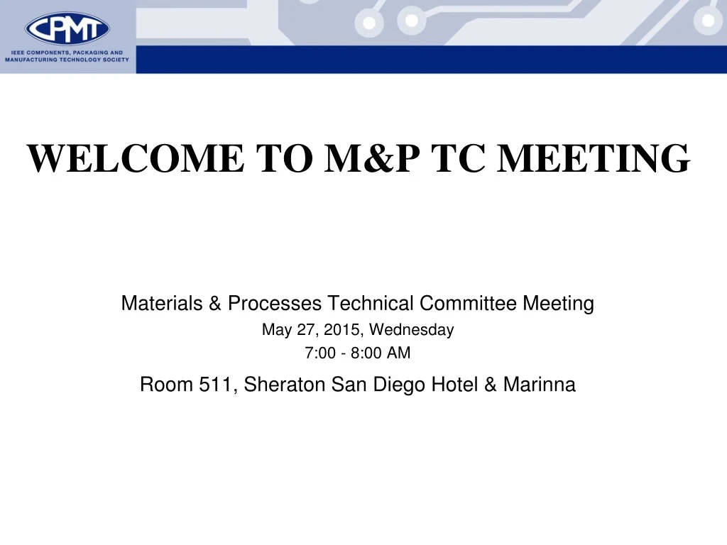 welcome to m p tc meeting