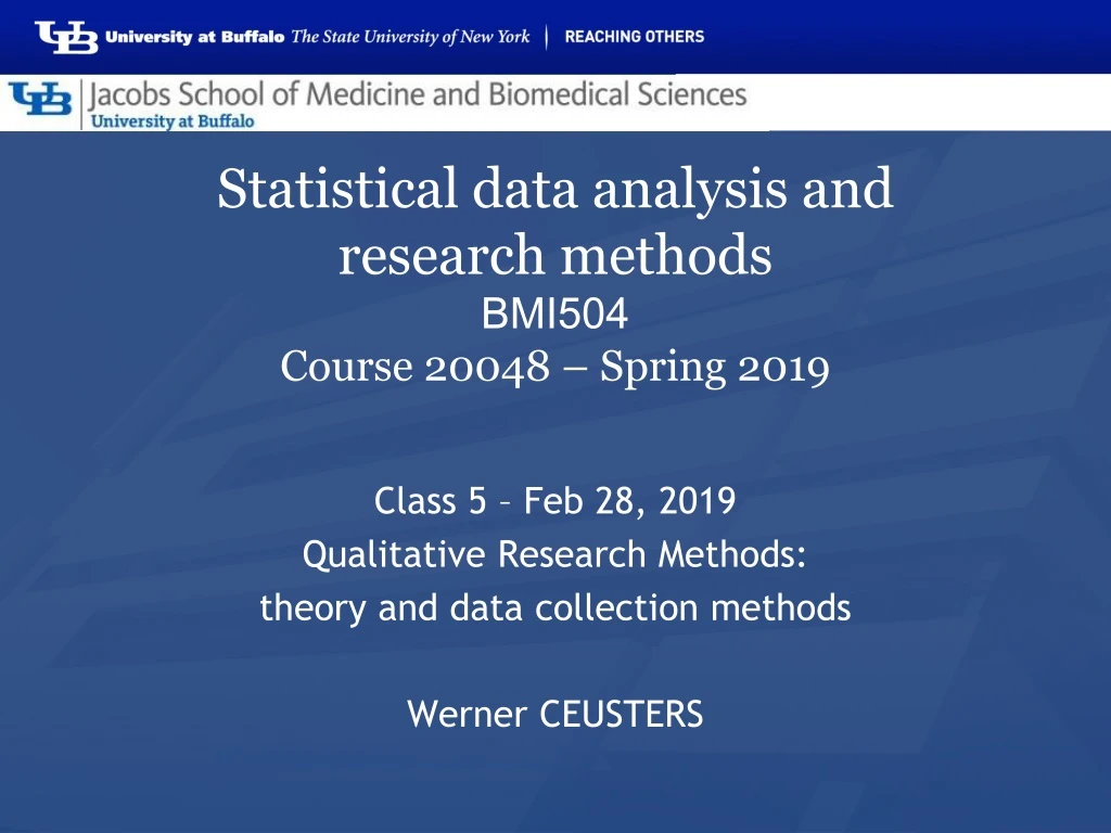 statistical data analysis and research methods bmi504 course 20048 spring 2019