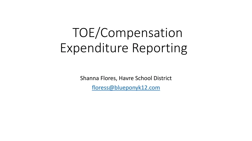 toe compensation expenditure reporting