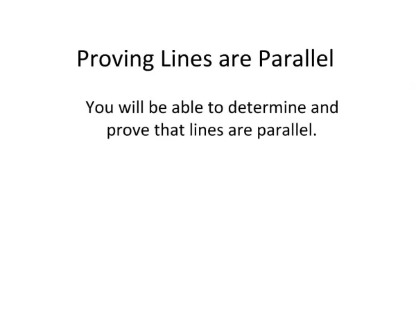 Proving Lines are Parallel