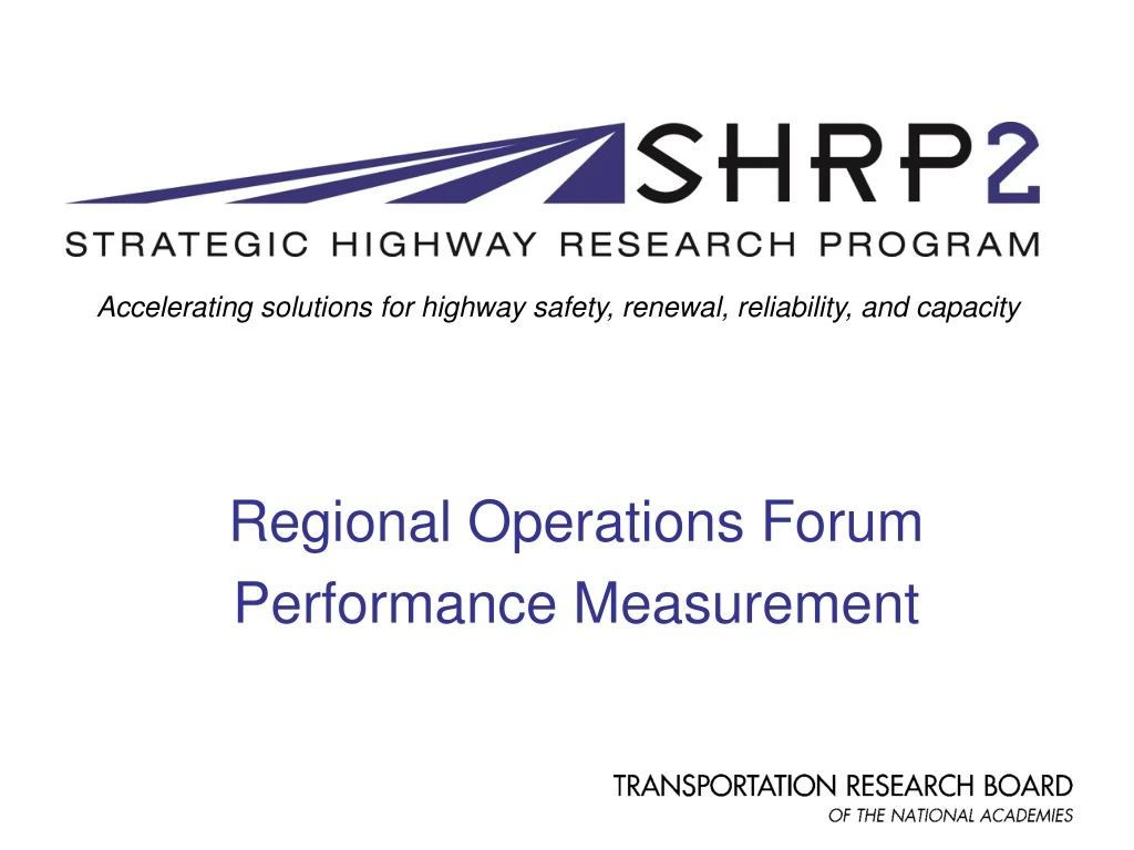 regional operations forum performance measurement