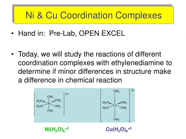 Ni &amp; Cu Coordination Complexes