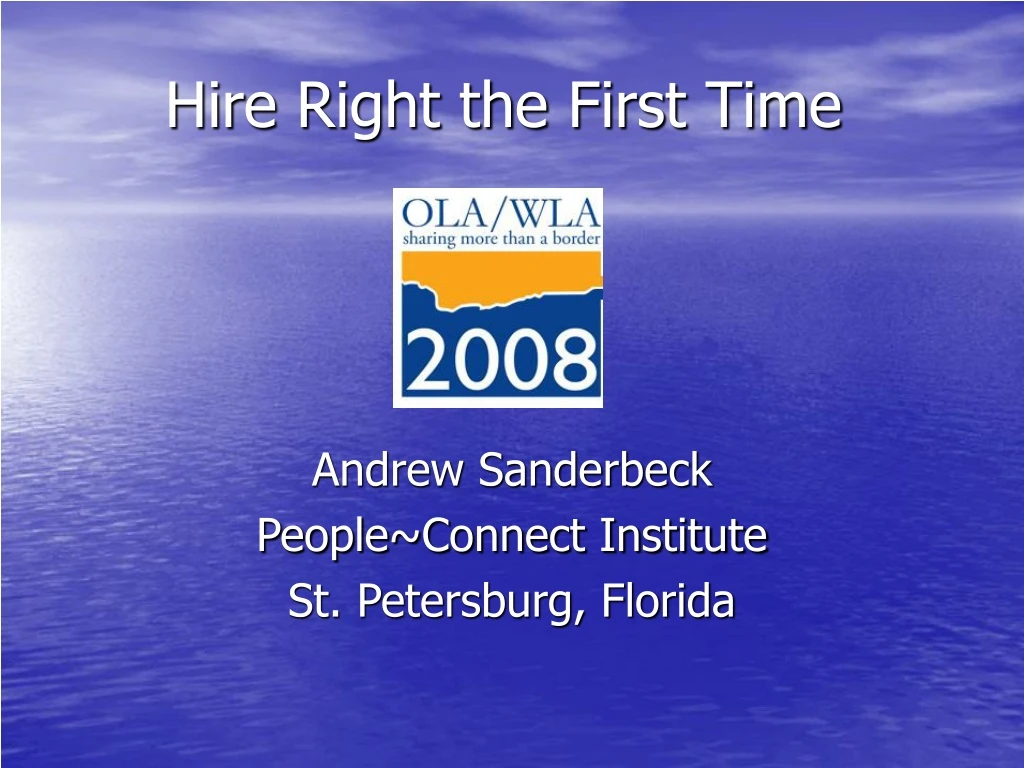 hire right the first time