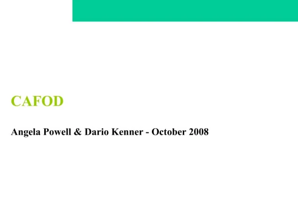 CAFOD Angela Powell Dario Kenner - October 2008