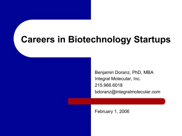 Careers in Biotechnology Startups