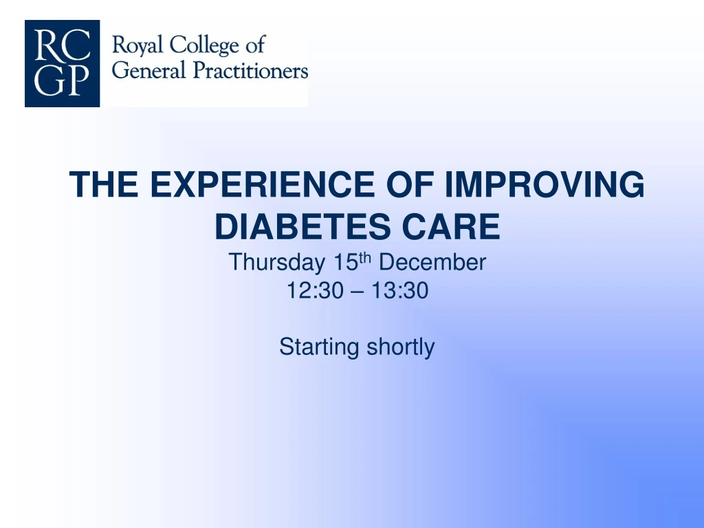 the experience of improving diabetes care