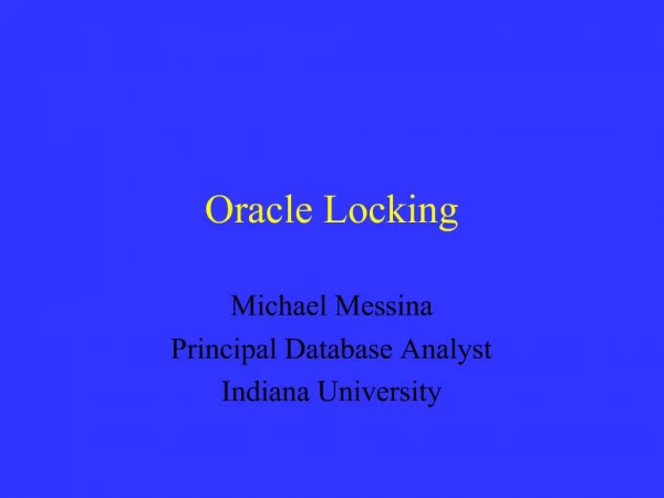 Oracle Locking