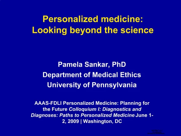 Personalized medicine: Looking beyond the science