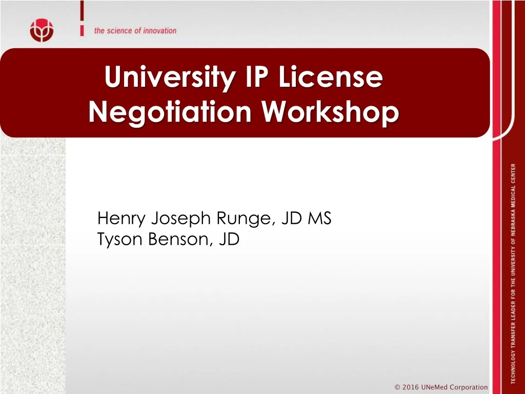 university ip license negotiation workshop