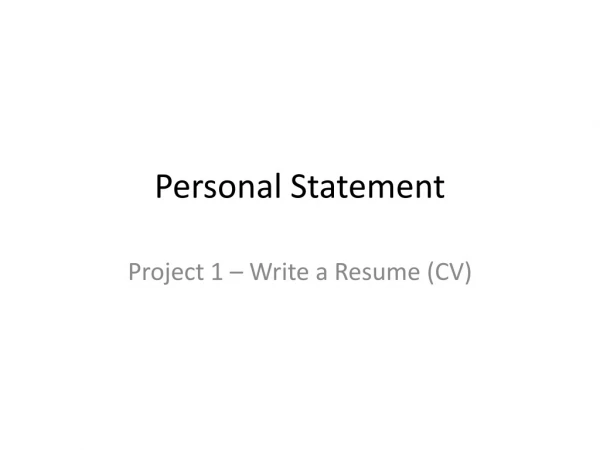 Personal Statement