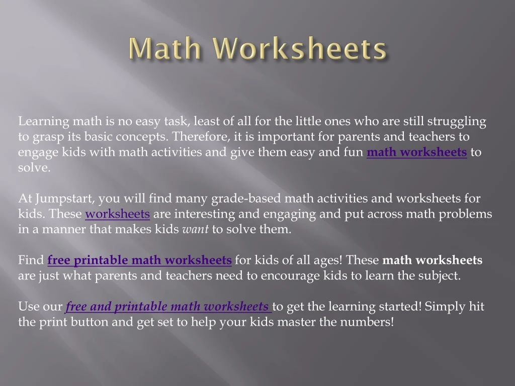 math worksheets