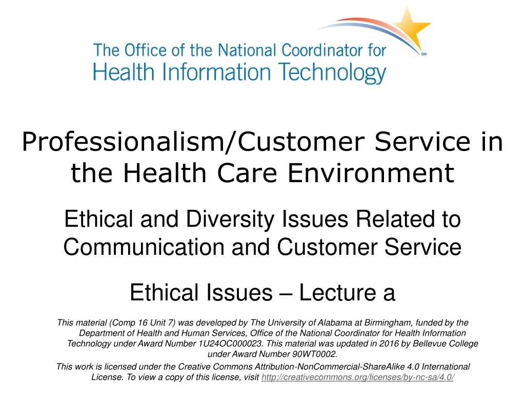 professionalism customer service in the health care environment