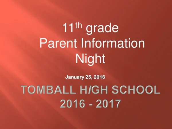 Tomball H I gh School 2016 - 2017