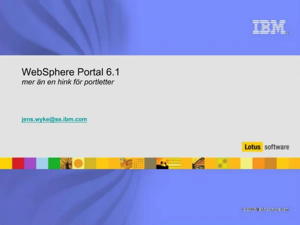 WebSphere Portal 6.1 mer n en hink f r portletter