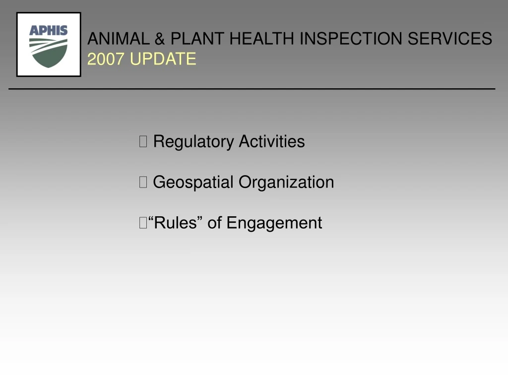 animal plant health inspection services 2007