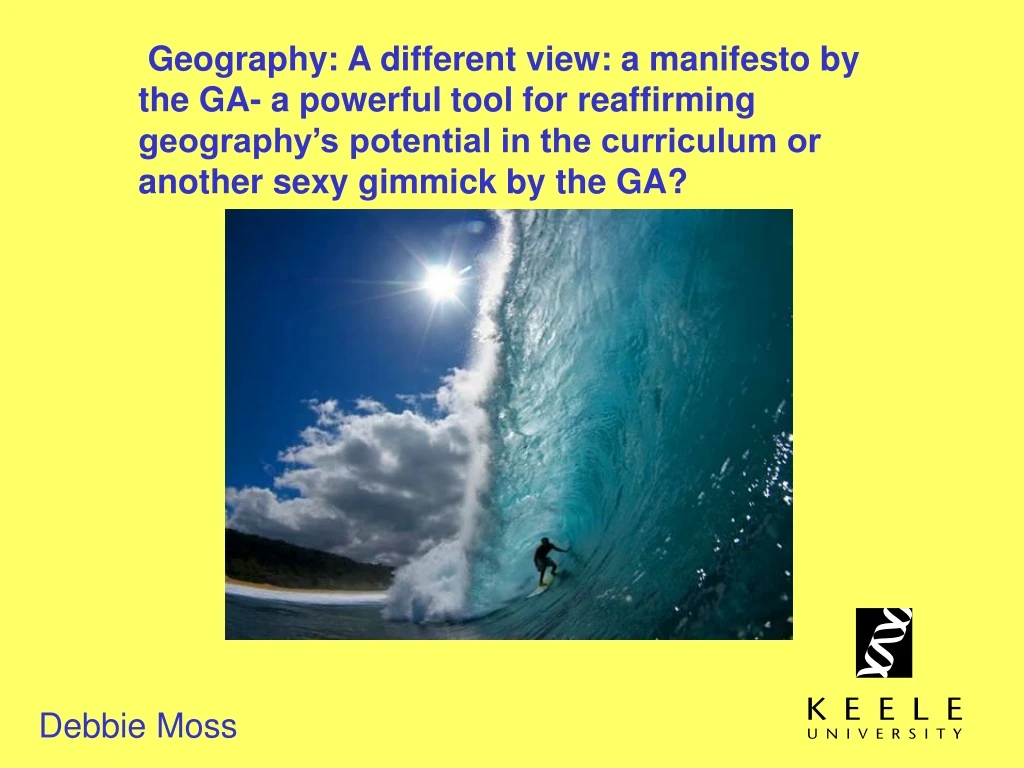 geography a different view a manifesto