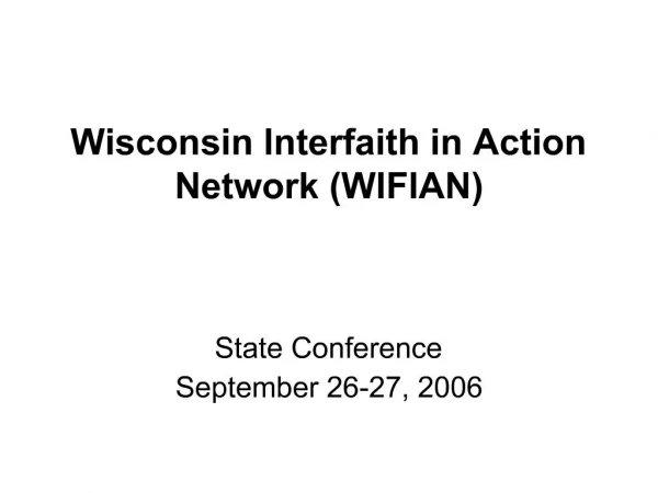 Wisconsin Interfaith in Action Network WIFIAN