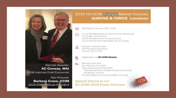 K.C. Conway, MAI, CRE ACRE Director of Research &amp; Corporate Engagement CCIM Chief Economist